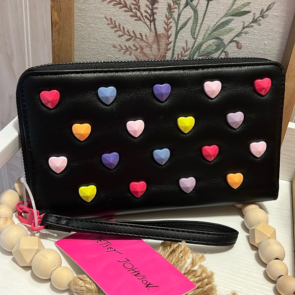 NWT Betsey Johnson Studded Heart Large wallet